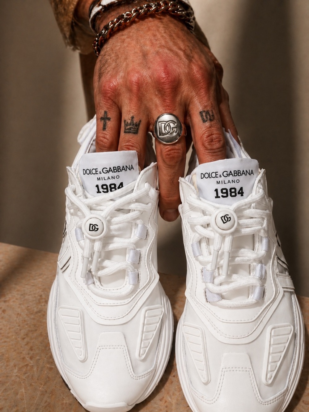 Dolce & Gabbana Mixed-materials Daymaster White Sneakers Unisex Size 41